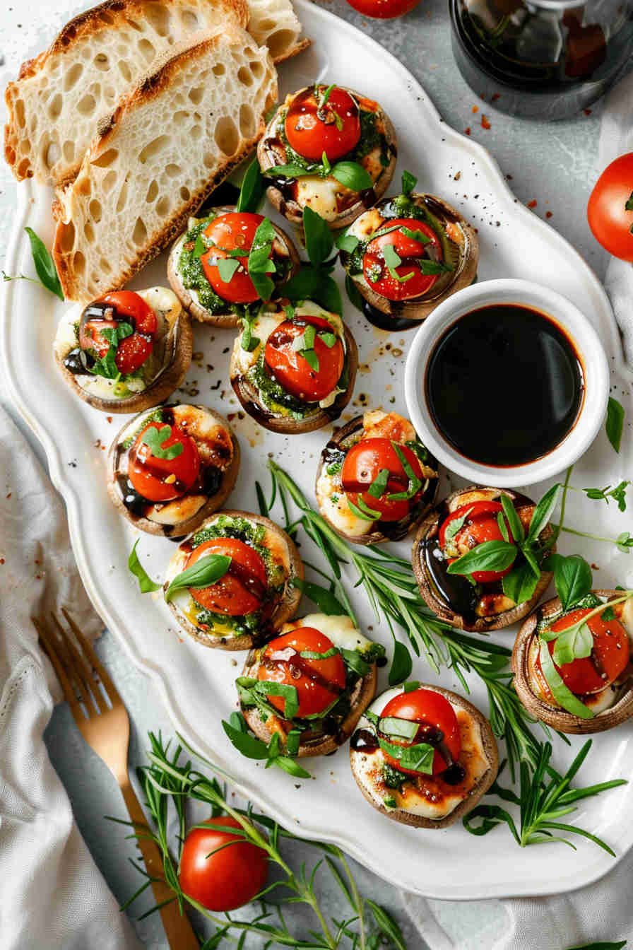 Caprese Salad-Stuffed Mushrooms