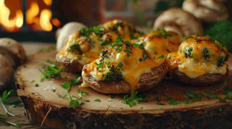 Cheddar and Broccoli-Filled Mushrooms