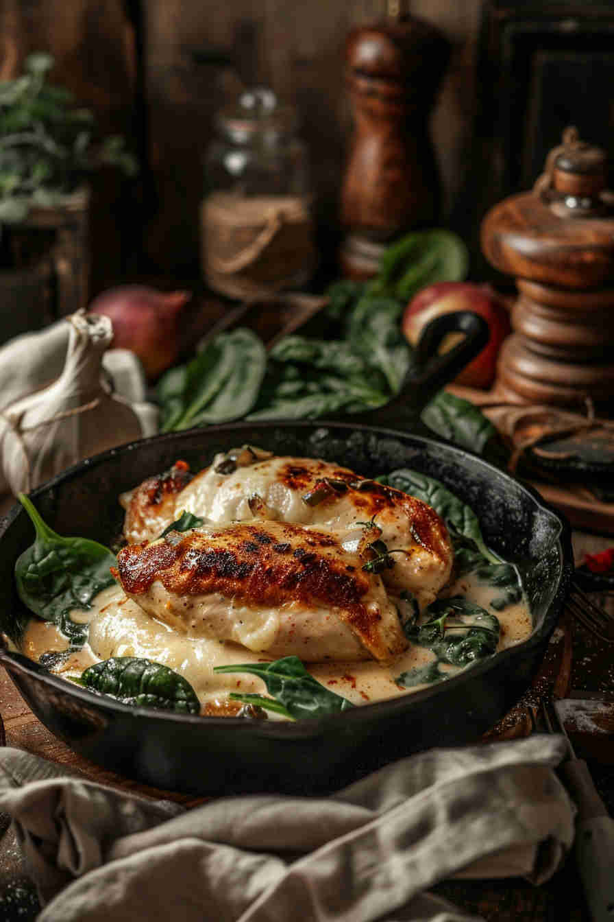 Cheesy Spinach-Stuffed Chicken Breasts