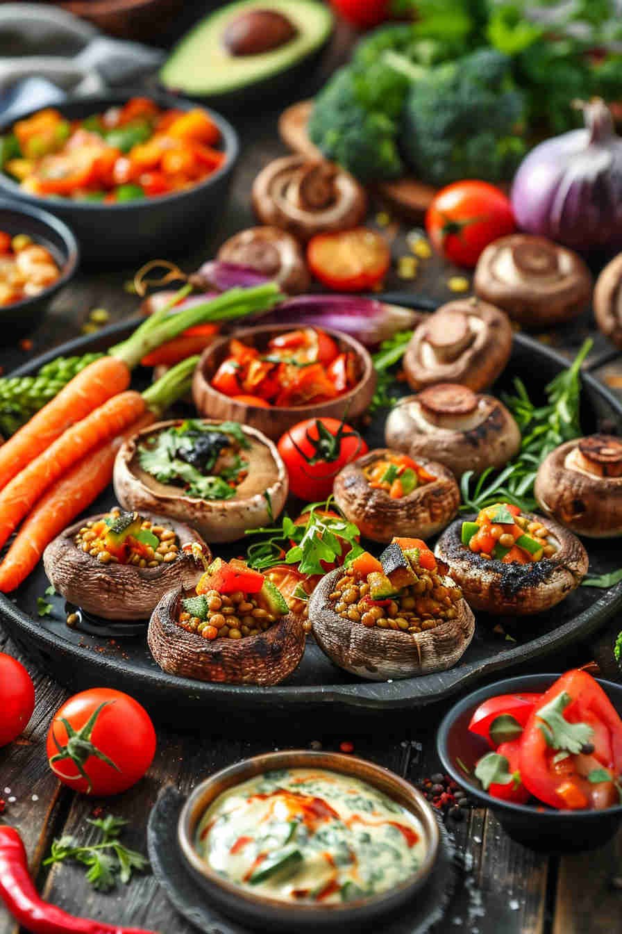 Curry-Spiced Lentil-Stuffed Mushrooms