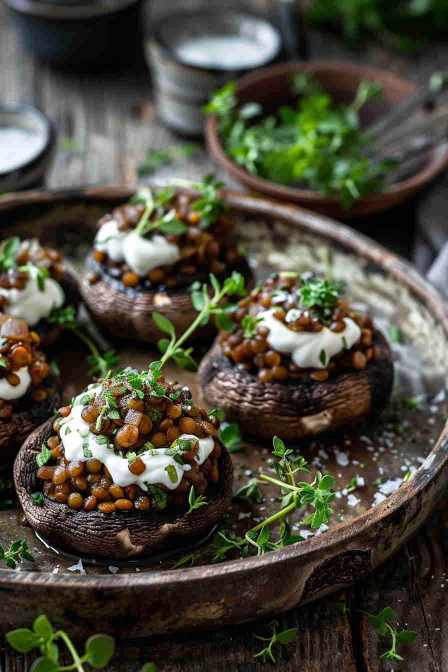 Curry-Spiced Lentil-Stuffed Mushrooms