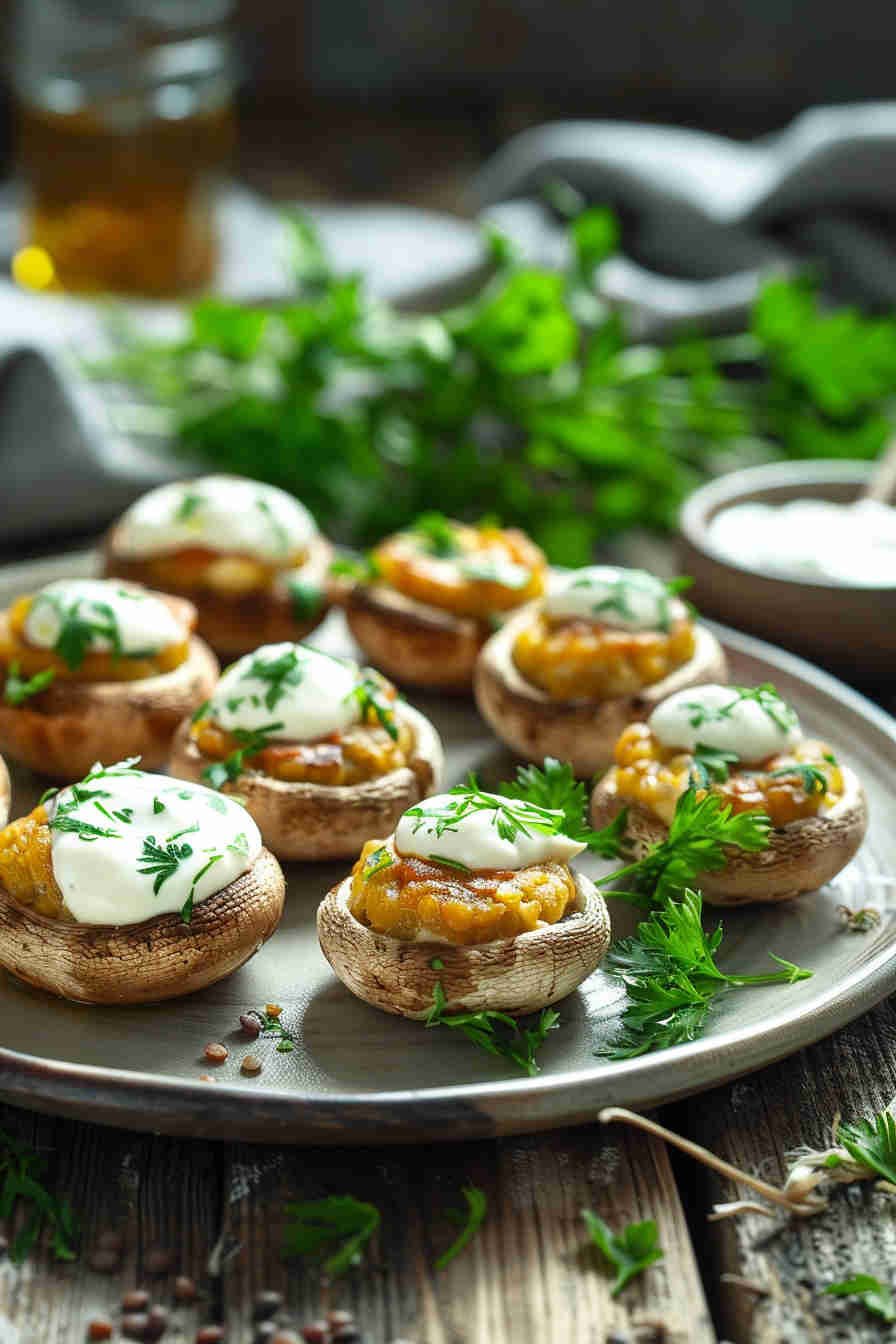 Curry-Spiced Lentil-Stuffed Mushrooms