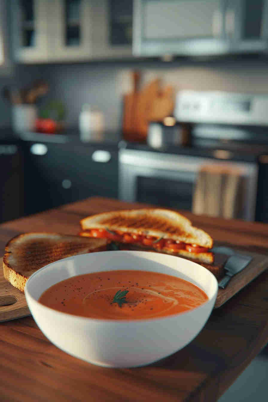 Easy Creamy Tomato Soup & Grilled Cheese