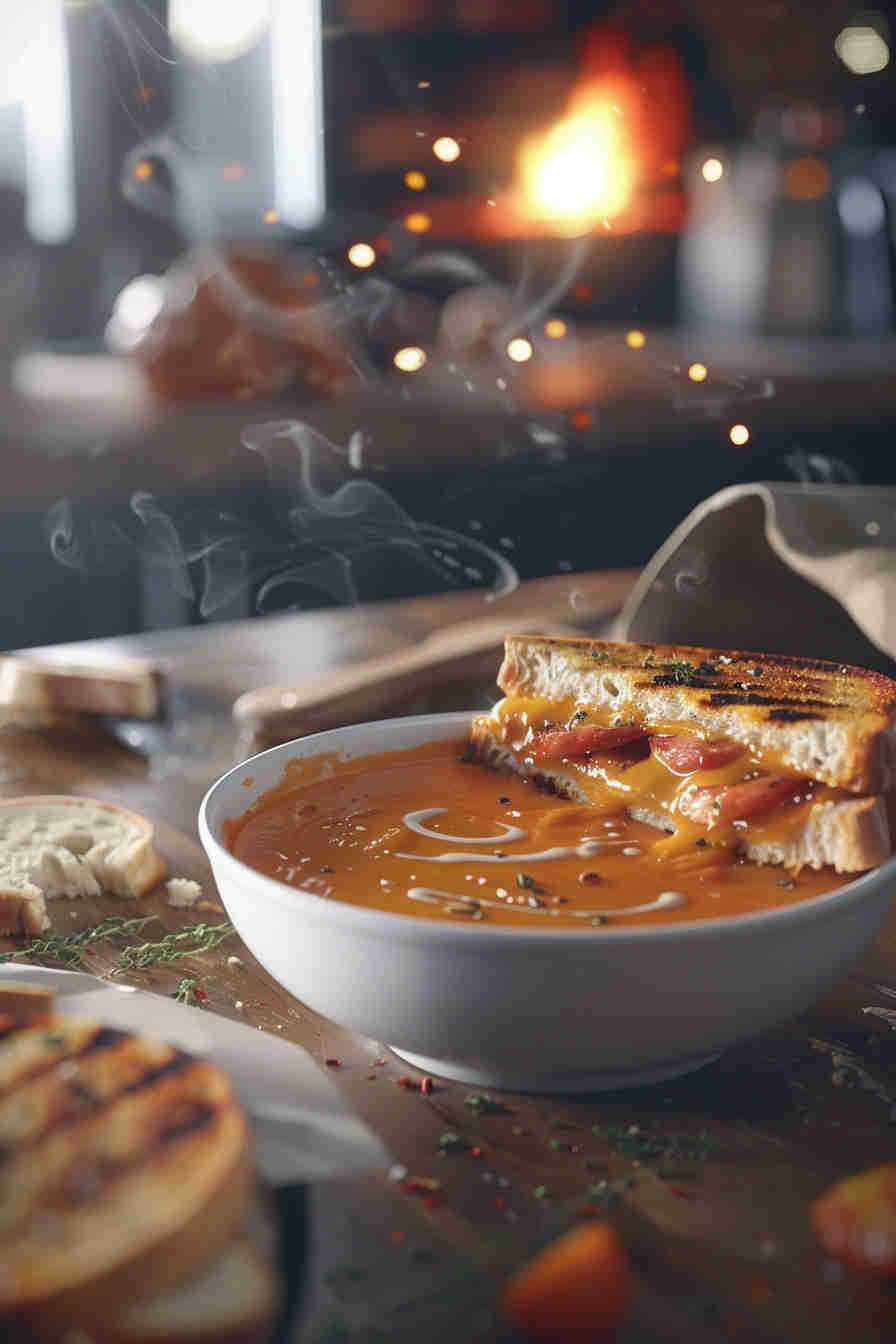 Easy Creamy Tomato Soup & Grilled Cheese