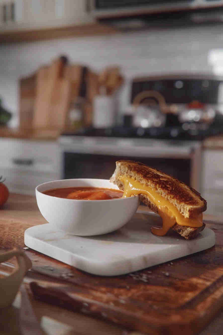 Easy Creamy Tomato Soup & Grilled Cheese