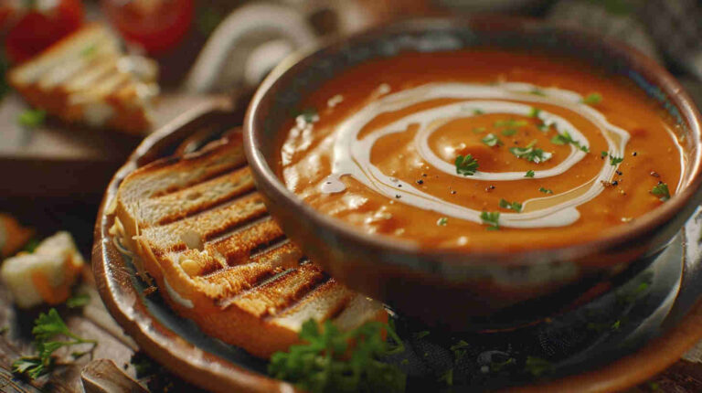 Easy Creamy Tomato Soup & Grilled Cheese