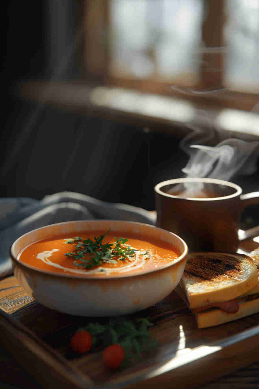 Easy Creamy Tomato Soup & Grilled Cheese