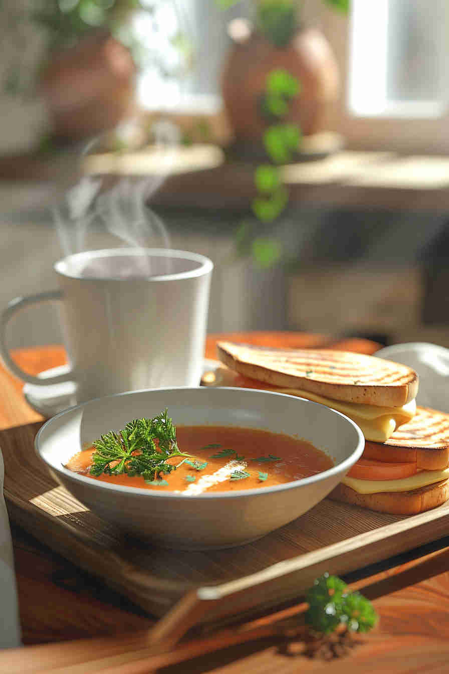 Easy Creamy Tomato Soup & Grilled Cheese