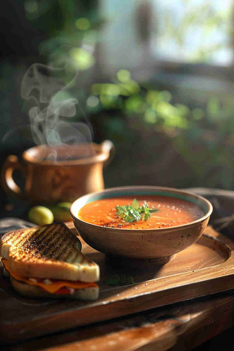 Easy Creamy Tomato Soup & Grilled Cheese