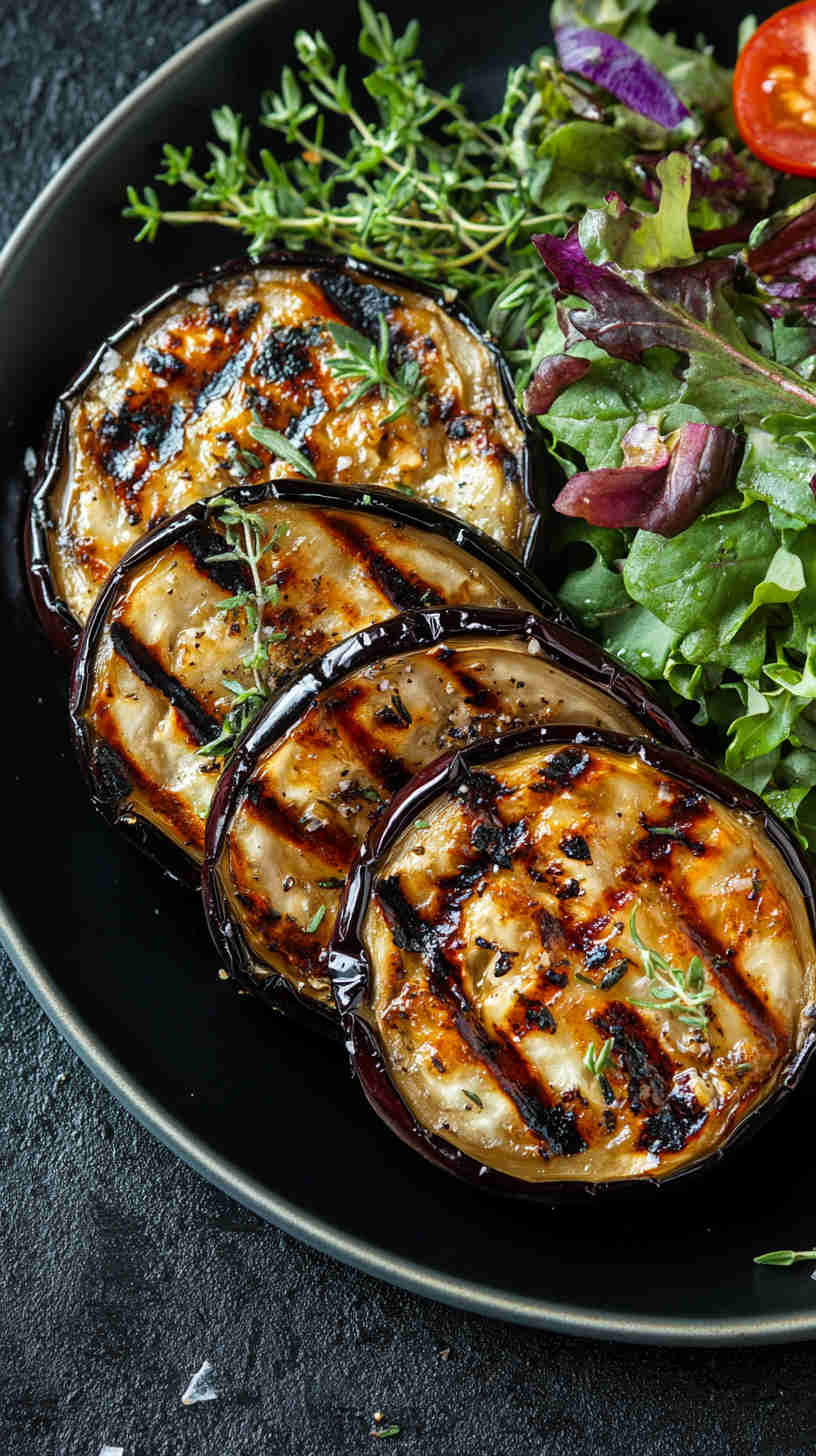 Grilled Aubergine with Garlic and Herbs
