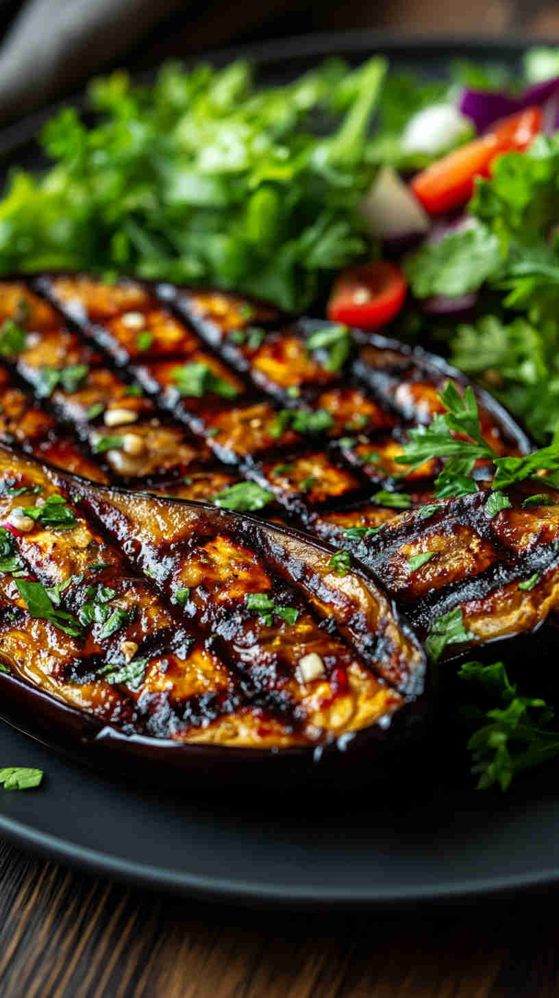 Grilled Aubergine with Garlic and Herbs