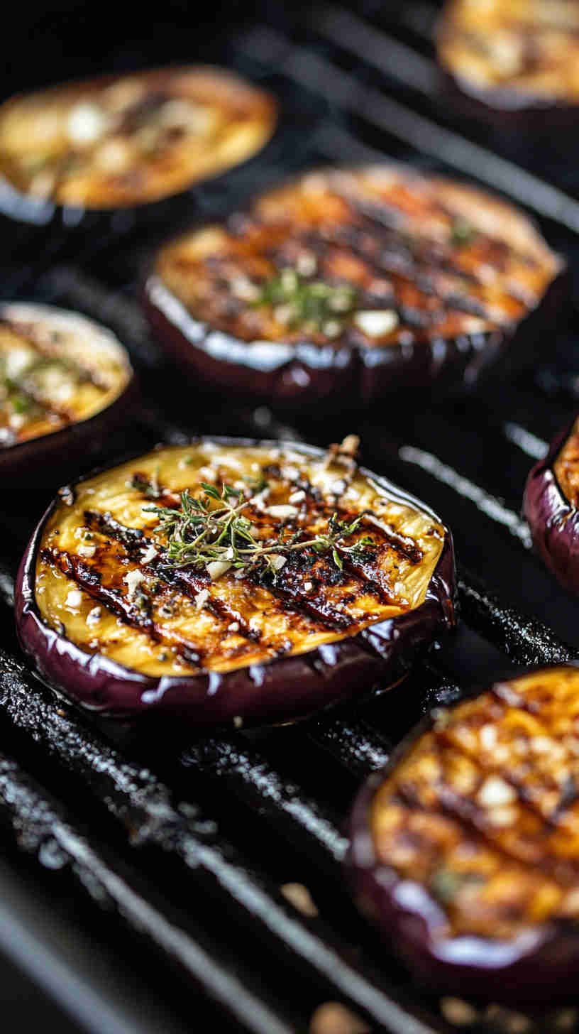 Grilled Aubergine with Garlic and Herbs