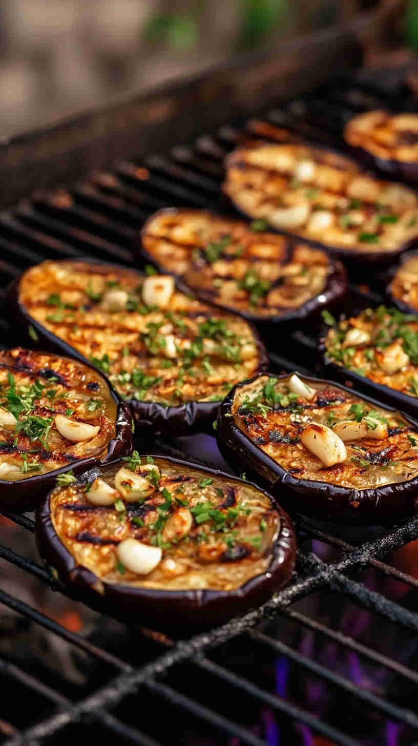 Grilled Aubergine with Garlic and Herbs