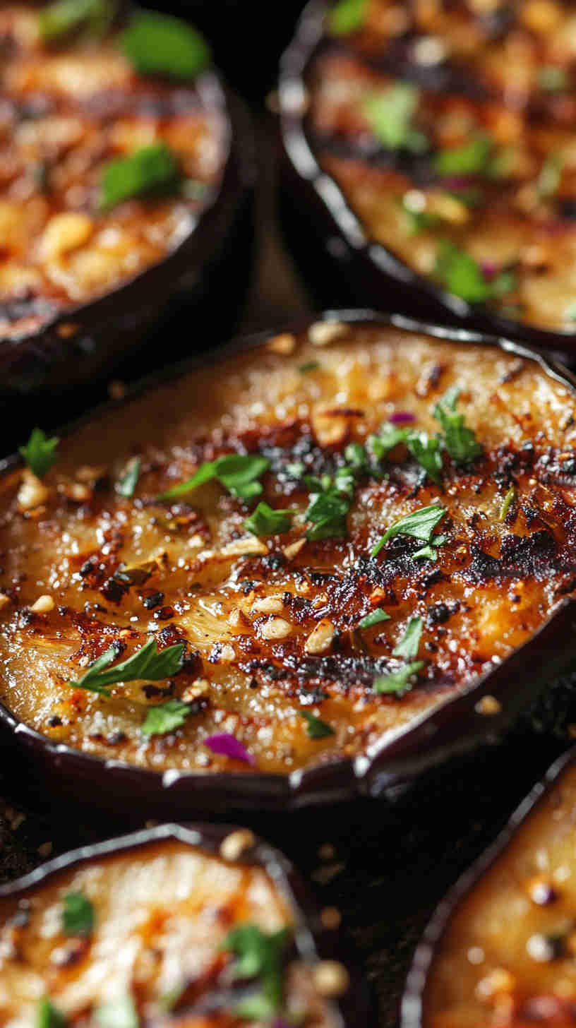 Grilled Aubergine with Garlic and Herbs