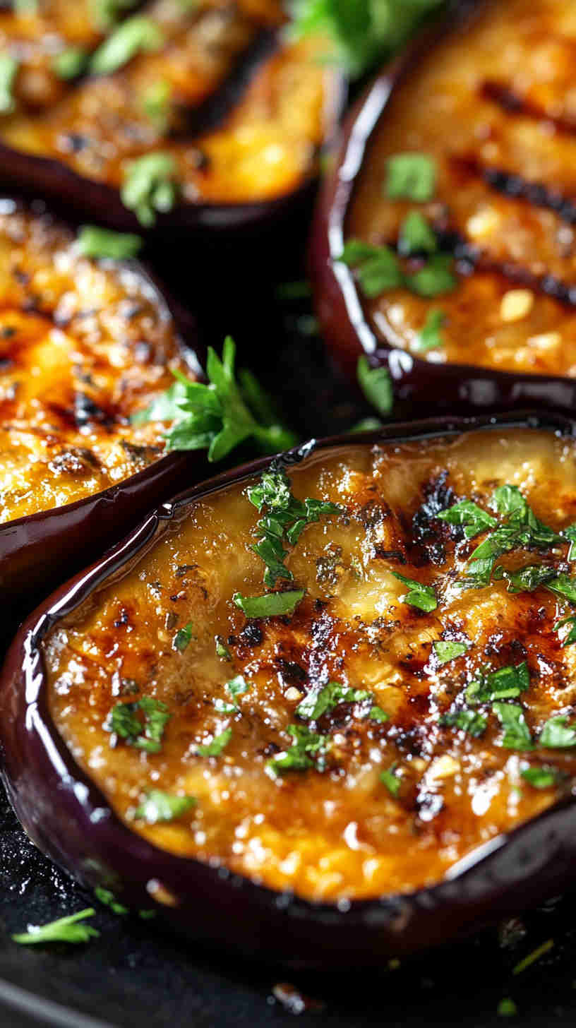 Grilled Aubergine with Garlic and Herbs