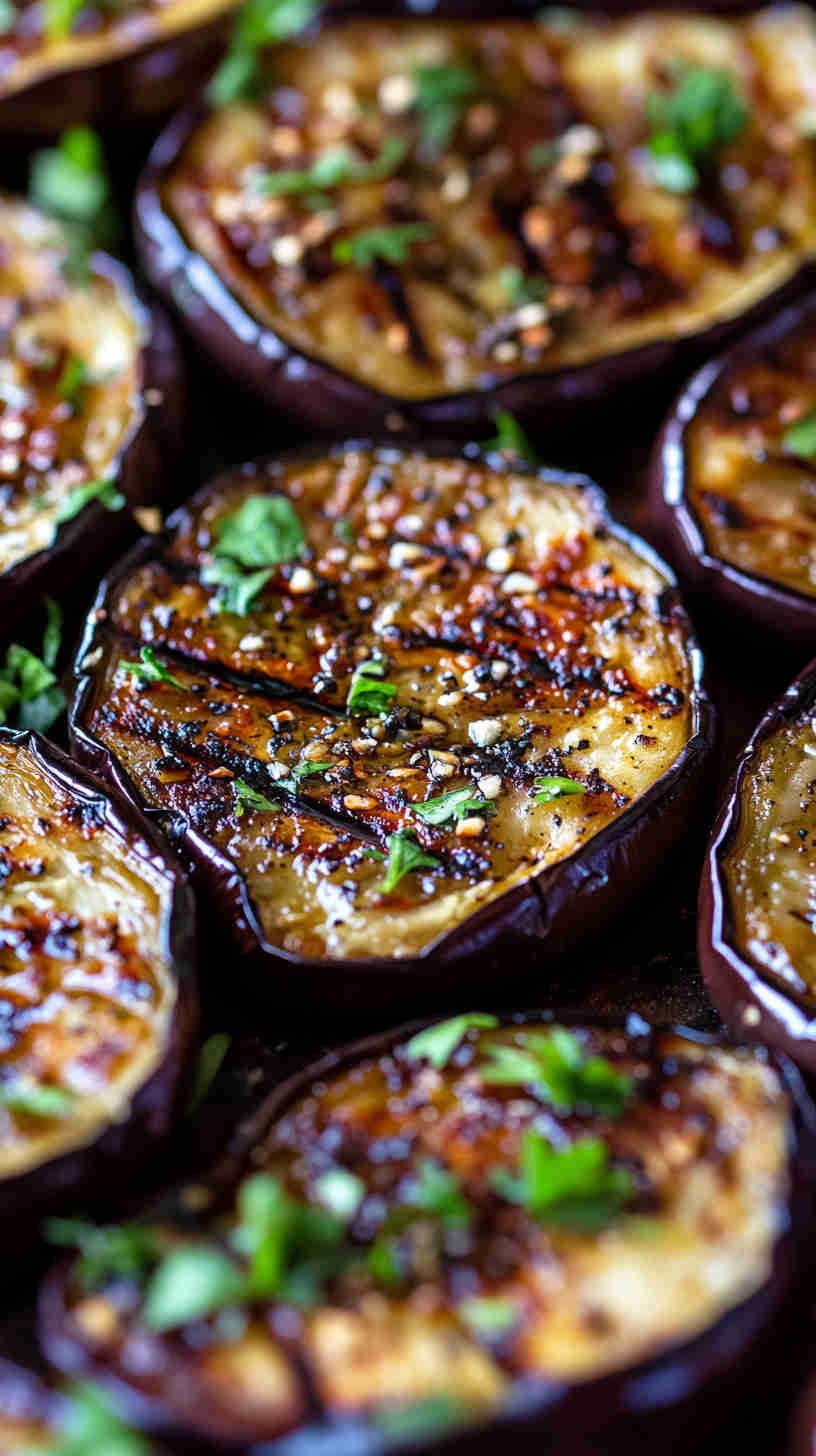 Grilled Aubergine with Garlic and Herbs