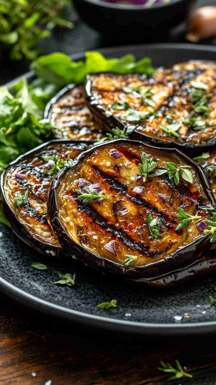 Grilled Aubergine with Garlic and Herbs