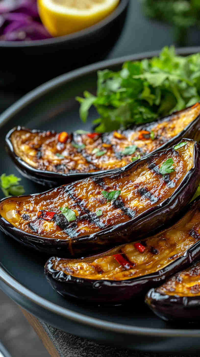 Grilled Aubergine with Lemon and Olive Oil