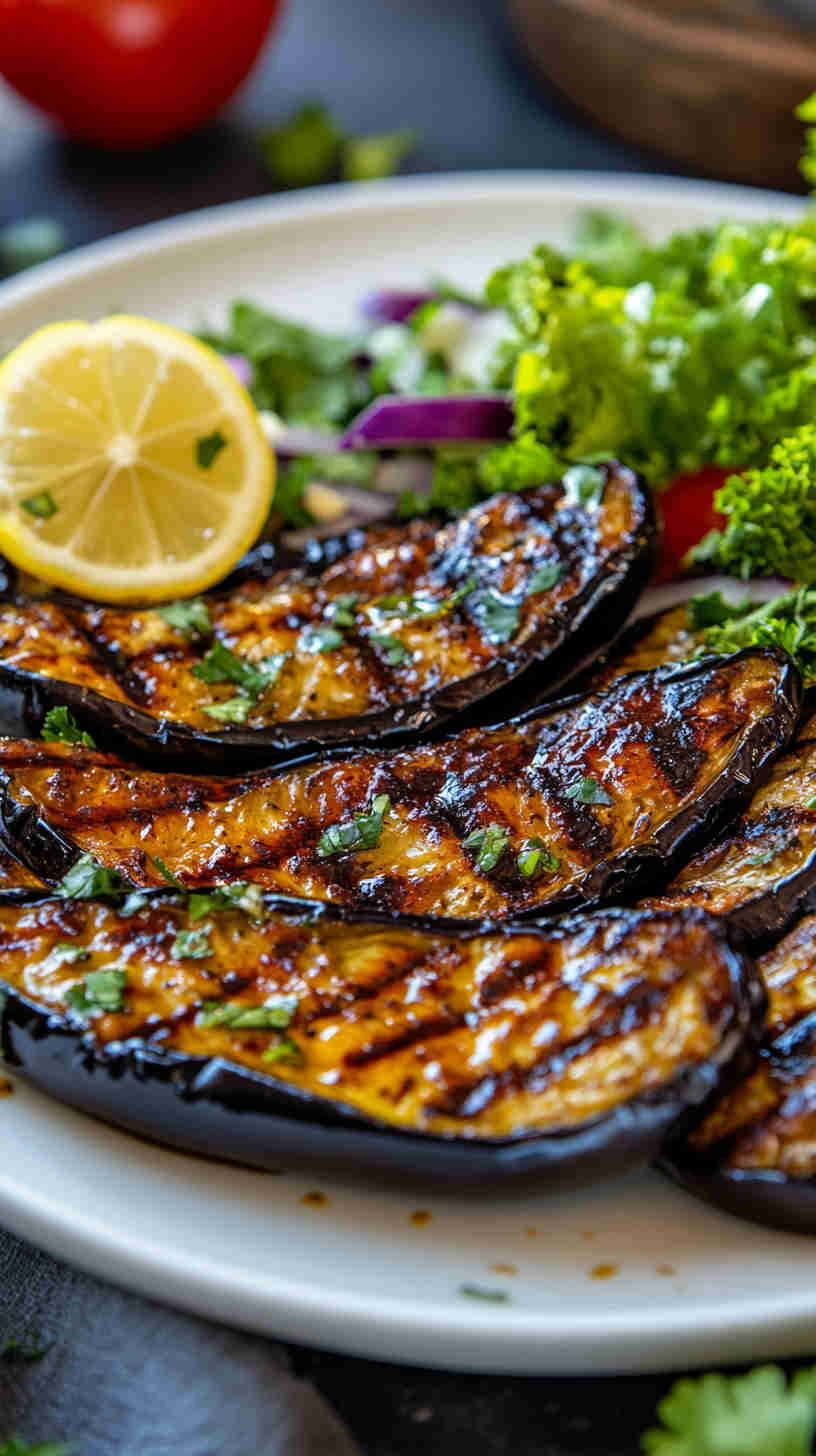 Grilled Aubergine with Lemon and Olive Oil