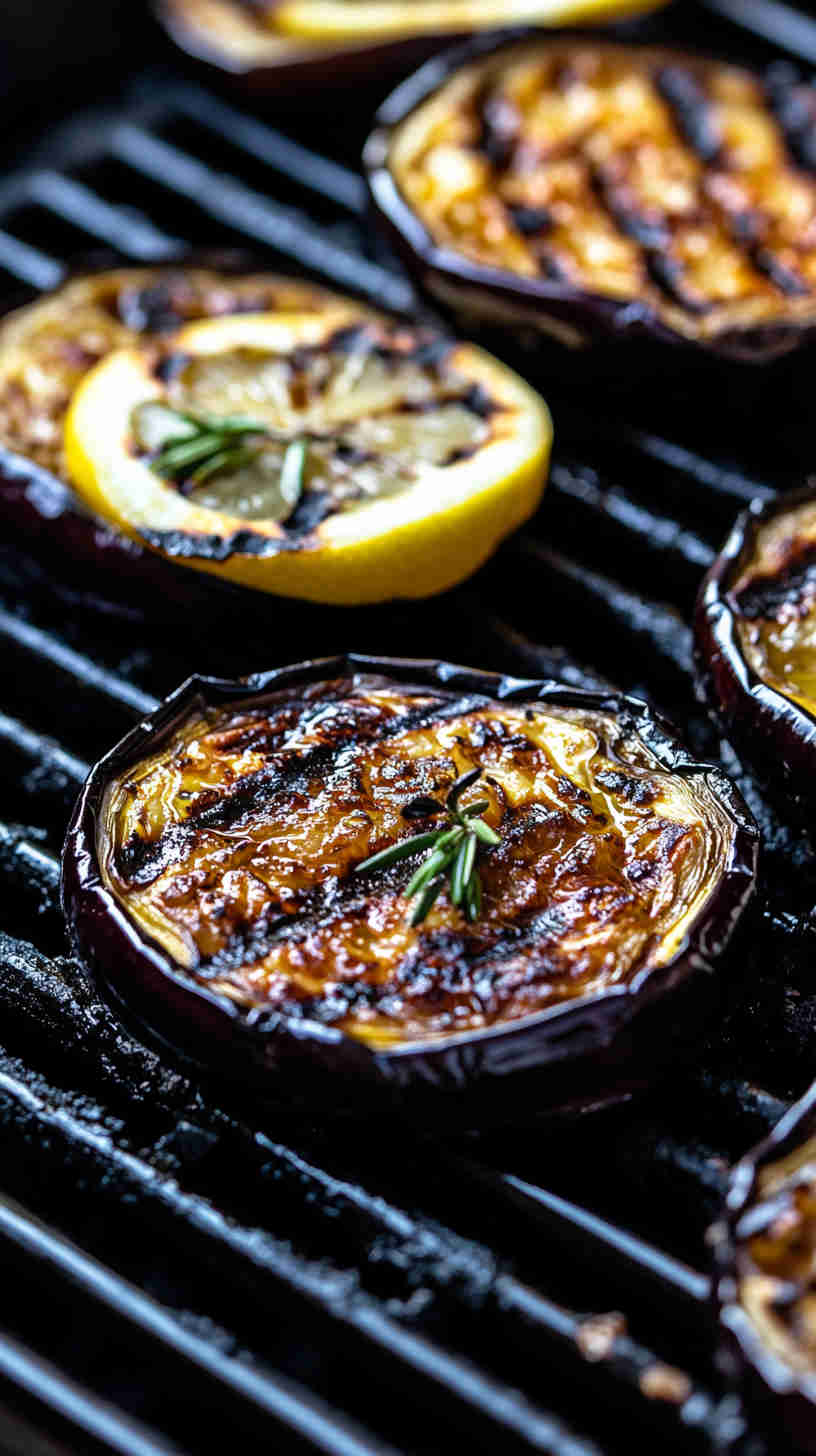 Grilled Aubergine with Lemon and Olive Oil