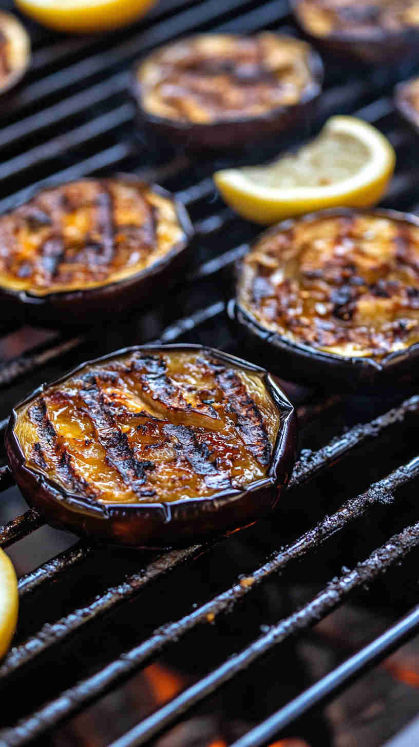 Grilled Aubergine with Lemon and Olive Oil
