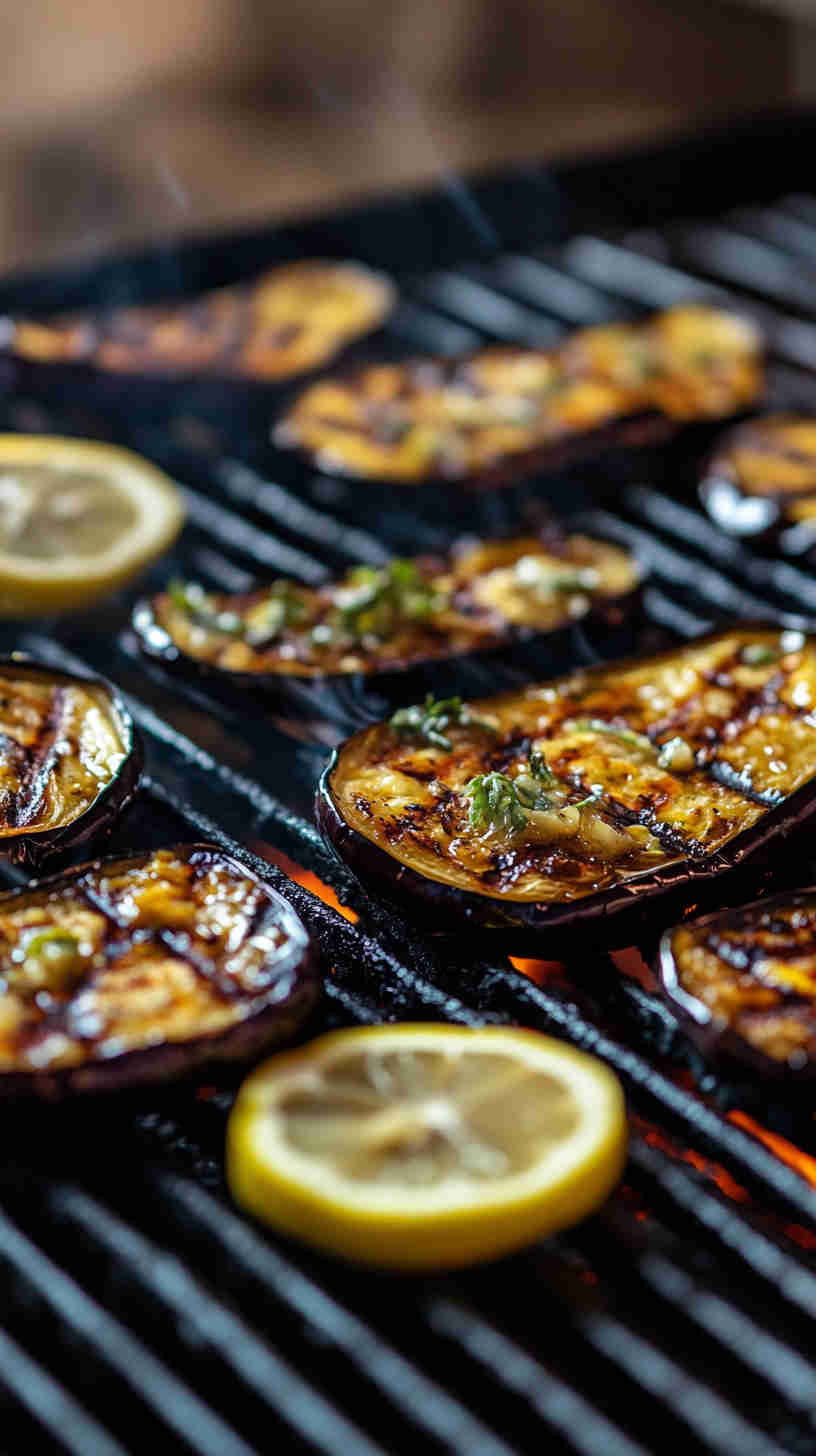 Grilled Aubergine with Lemon and Olive Oil
