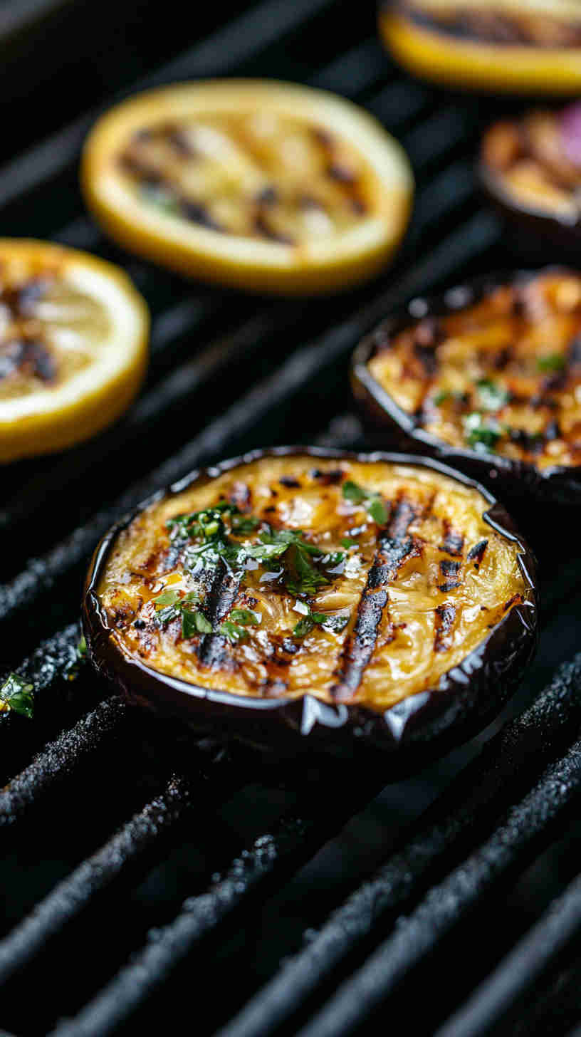 Grilled Aubergine with Lemon and Olive Oil