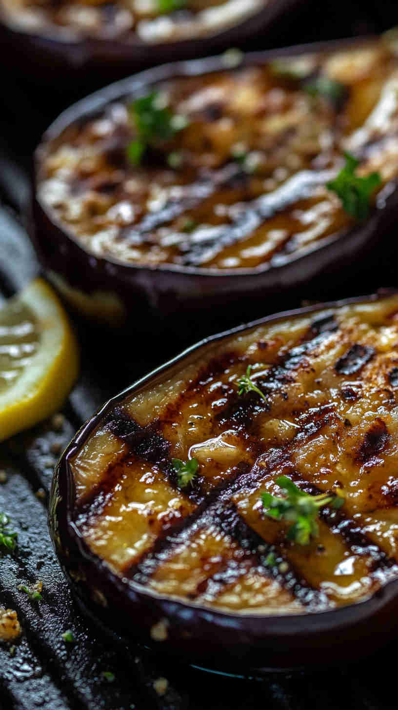 Grilled Aubergine with Lemon and Olive Oil