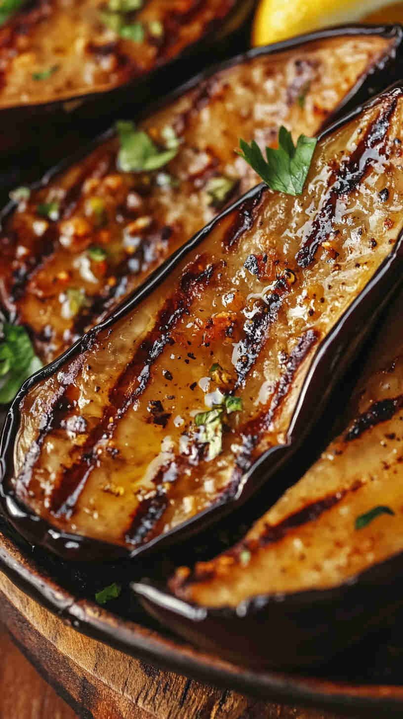 Grilled Aubergine with Lemon and Olive Oil