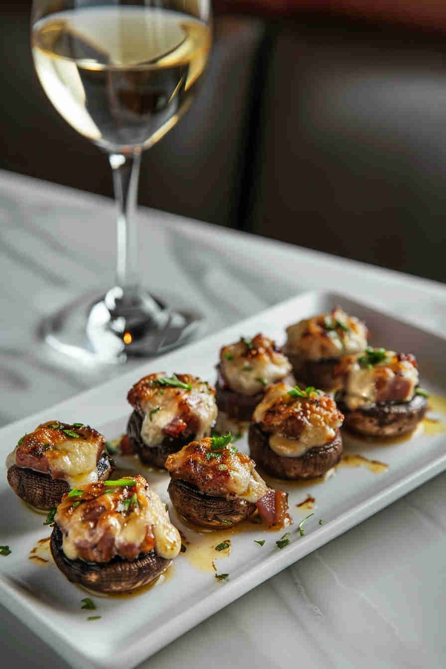 Ham and Gruyère Stuffed Mushrooms