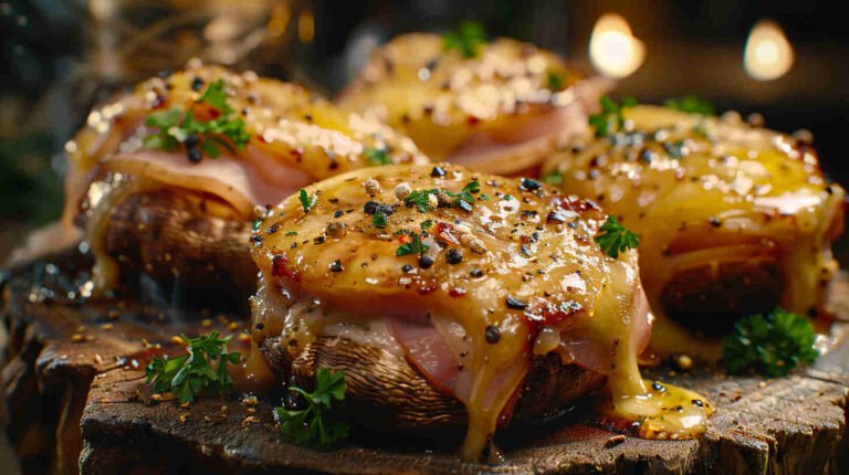 Ham and Gruyère Stuffed Mushrooms