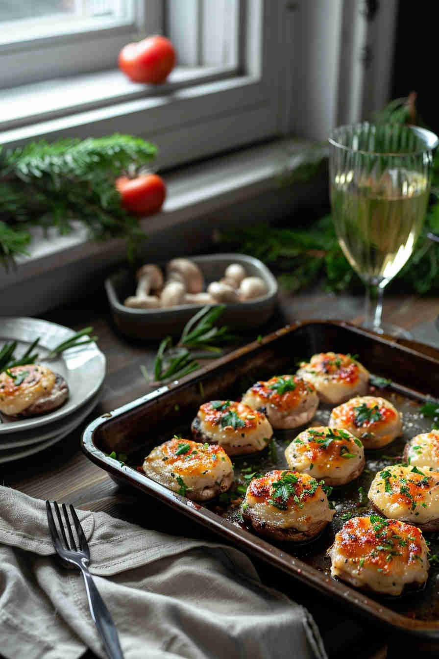 Ham and Gruyère Stuffed Mushrooms