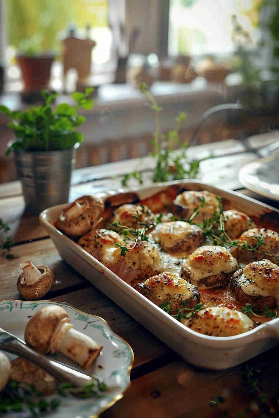 Ham and Gruyère Stuffed Mushrooms