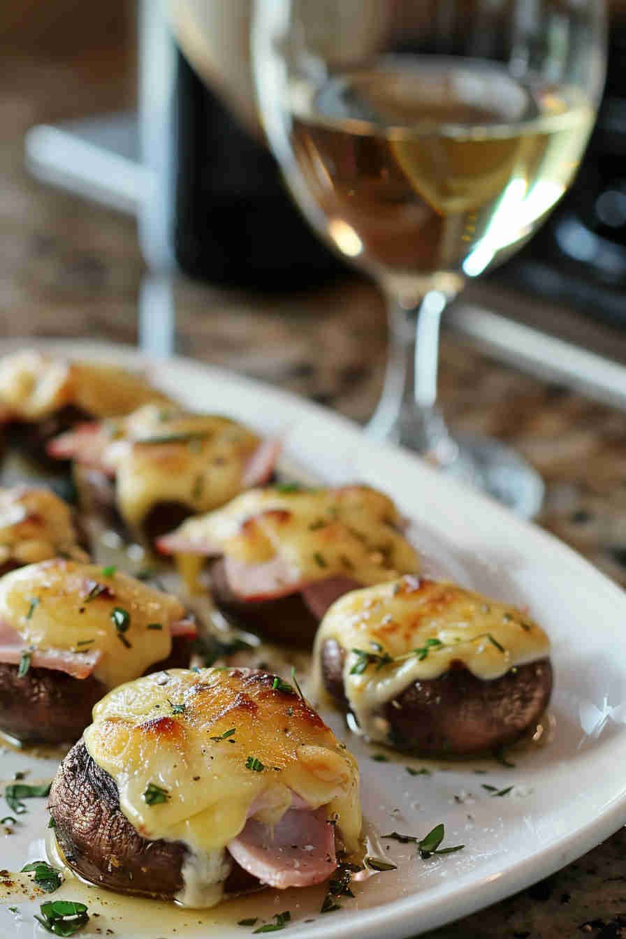 Ham and Gruyère Stuffed Mushrooms