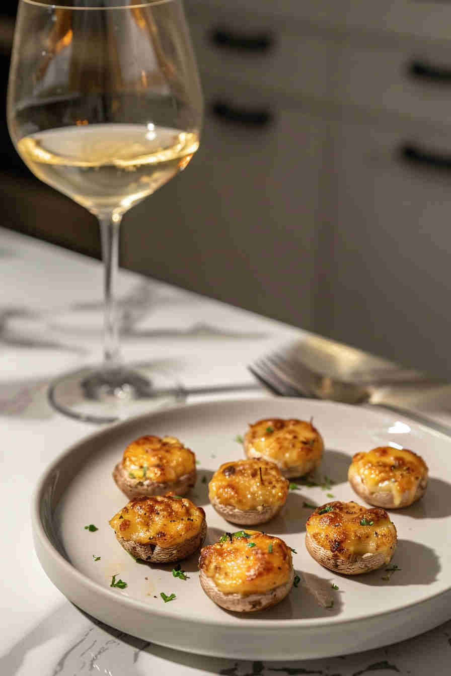 Ham and Gruyère Stuffed Mushrooms
