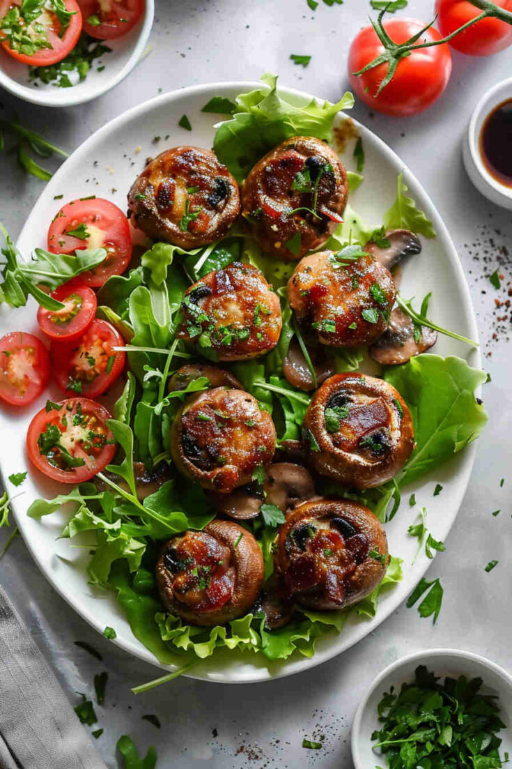 Ham and Gruyère Stuffed Mushrooms