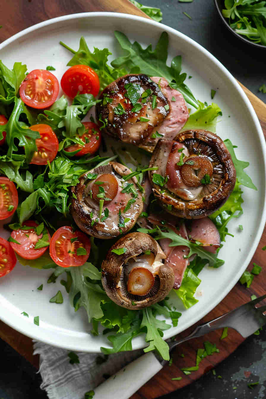 Ham and Gruyère Stuffed Mushrooms