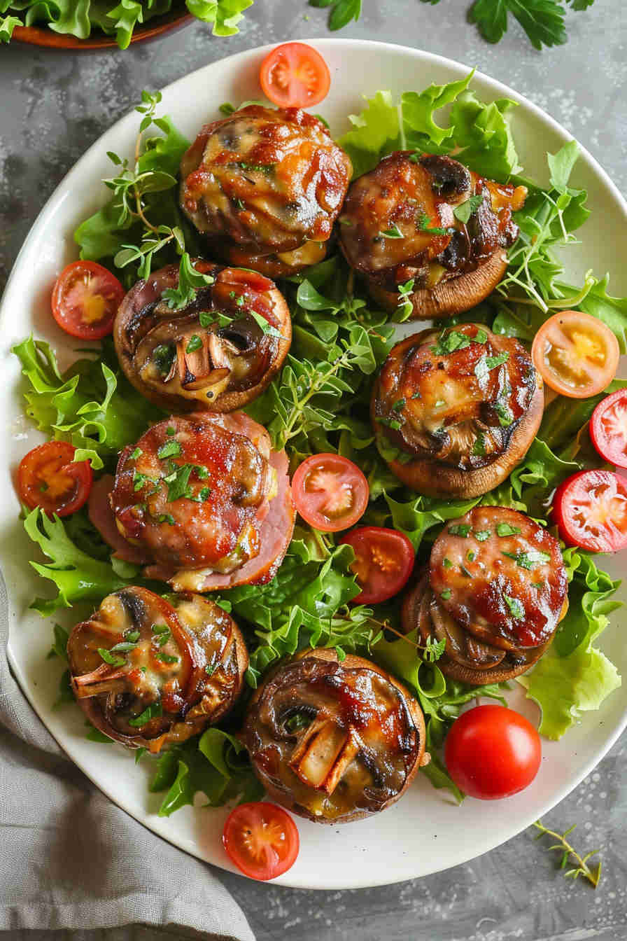 Ham and Gruyère Stuffed Mushrooms