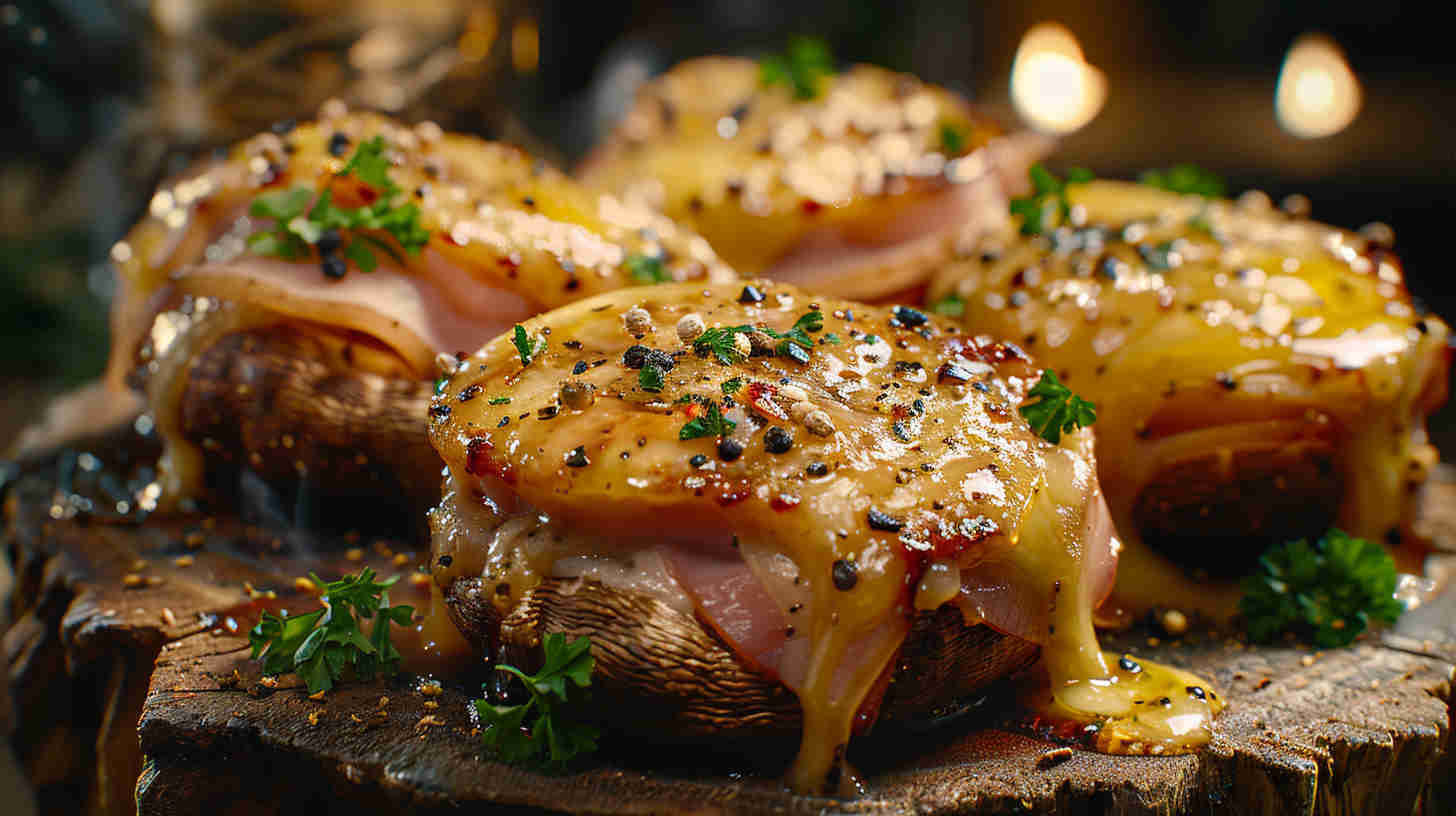 Ham and Gruyère Stuffed Mushrooms