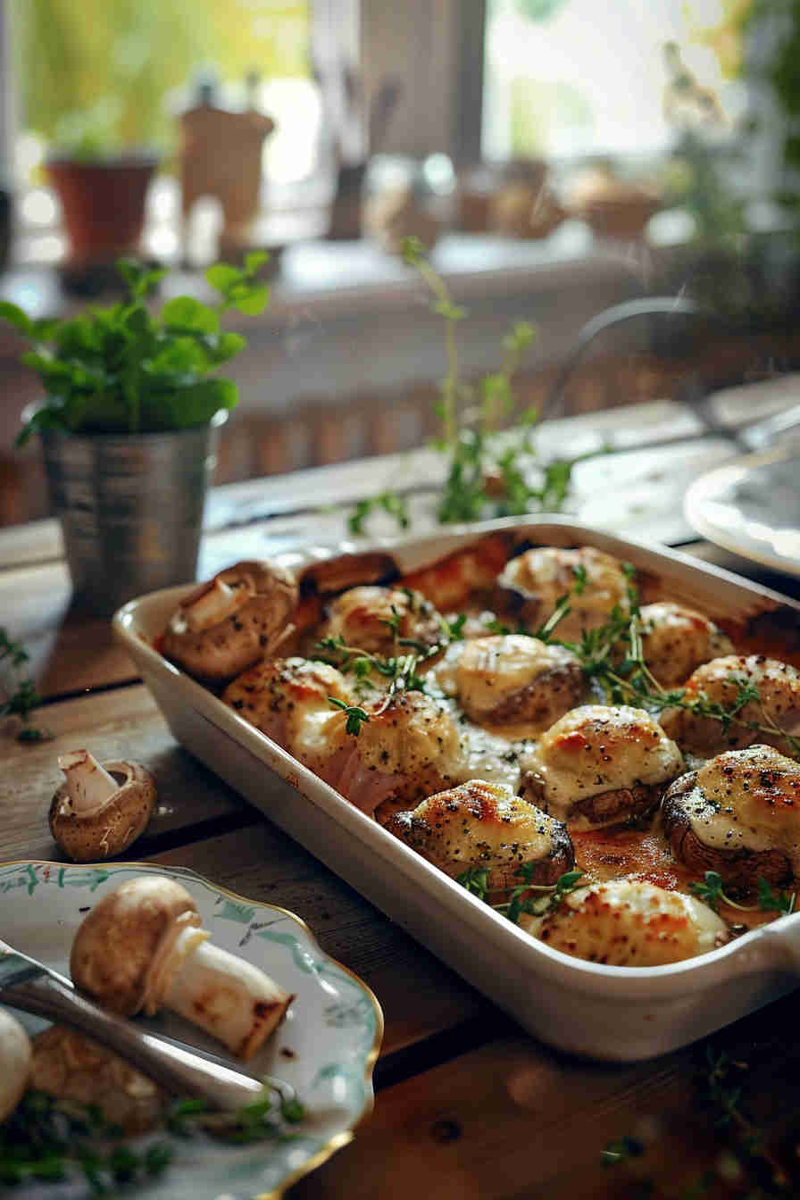 Ham and Gruyère Stuffed Mushrooms