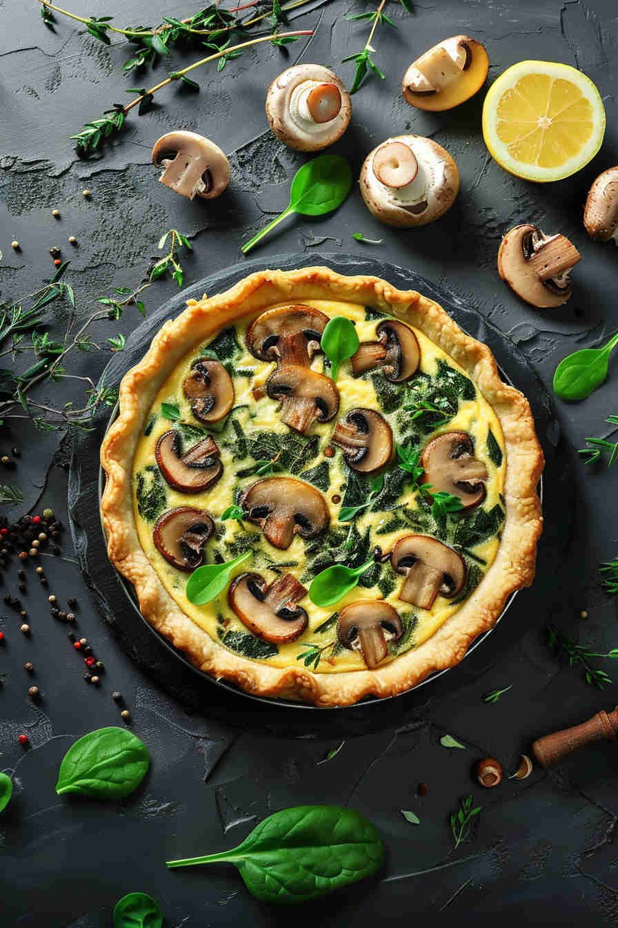 Light Mushroom and Spinach Quiche