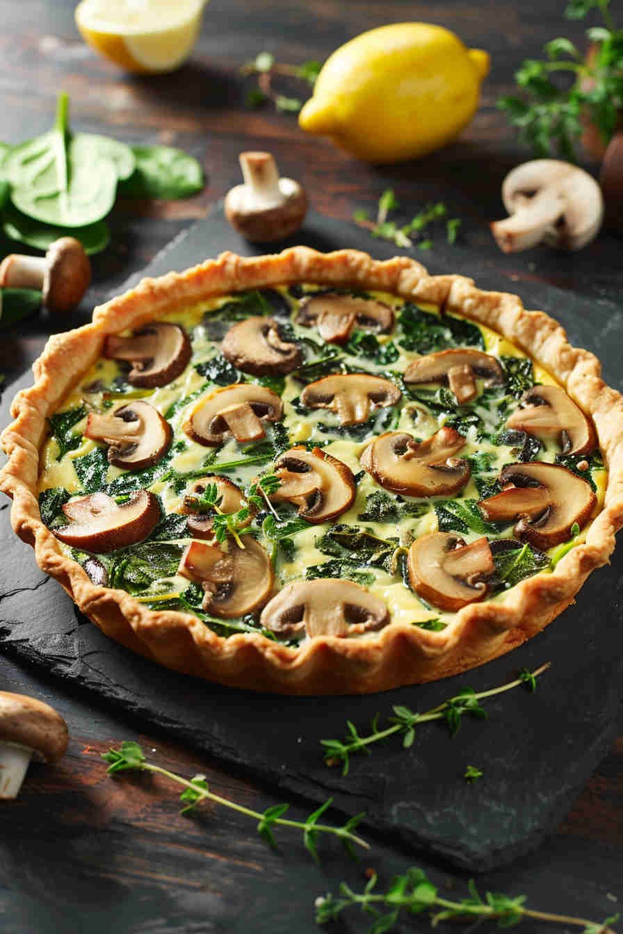 Light Mushroom and Spinach Quiche