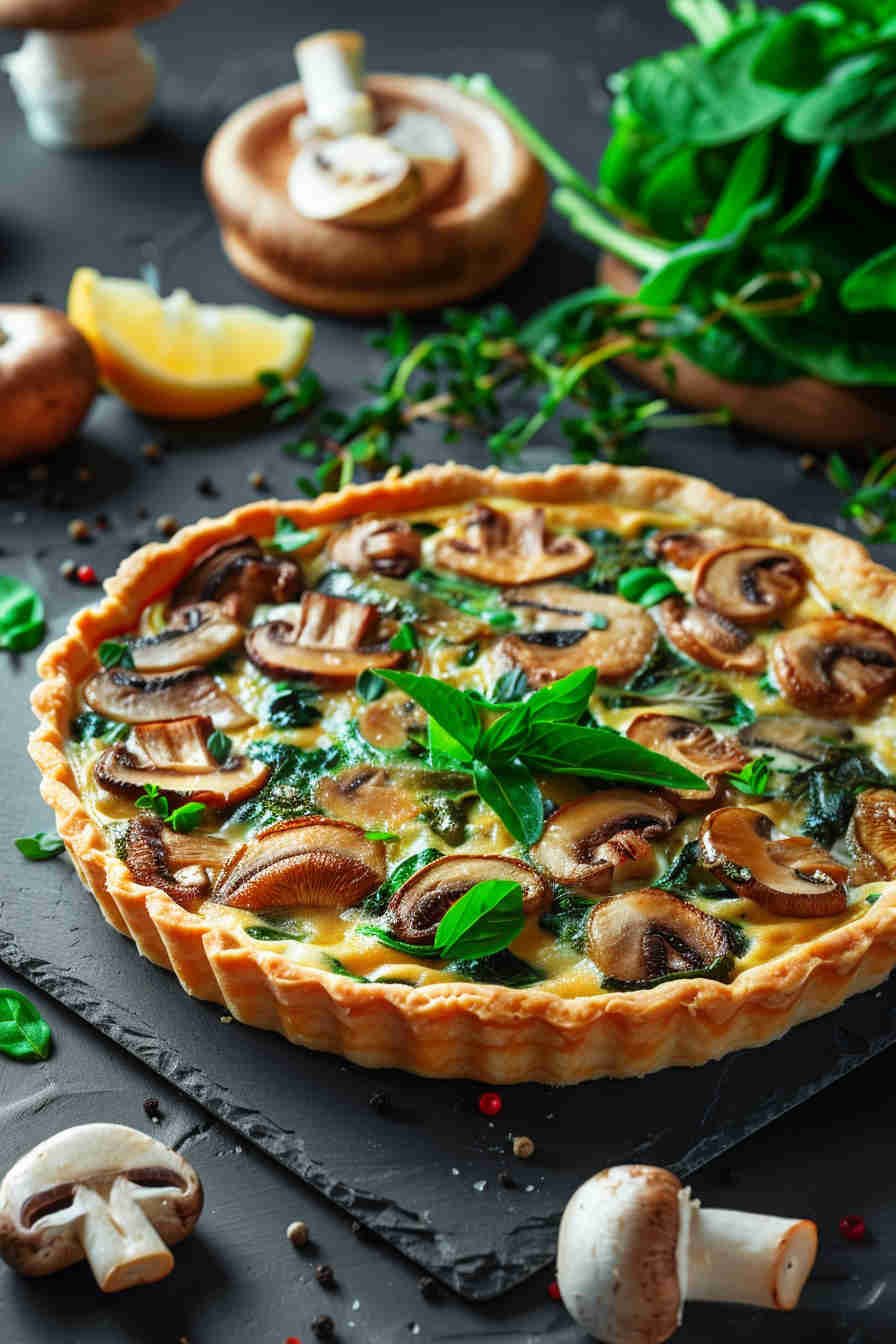 Light Mushroom and Spinach Quiche