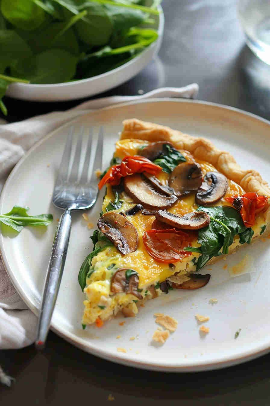 Light Mushroom and Spinach Quiche