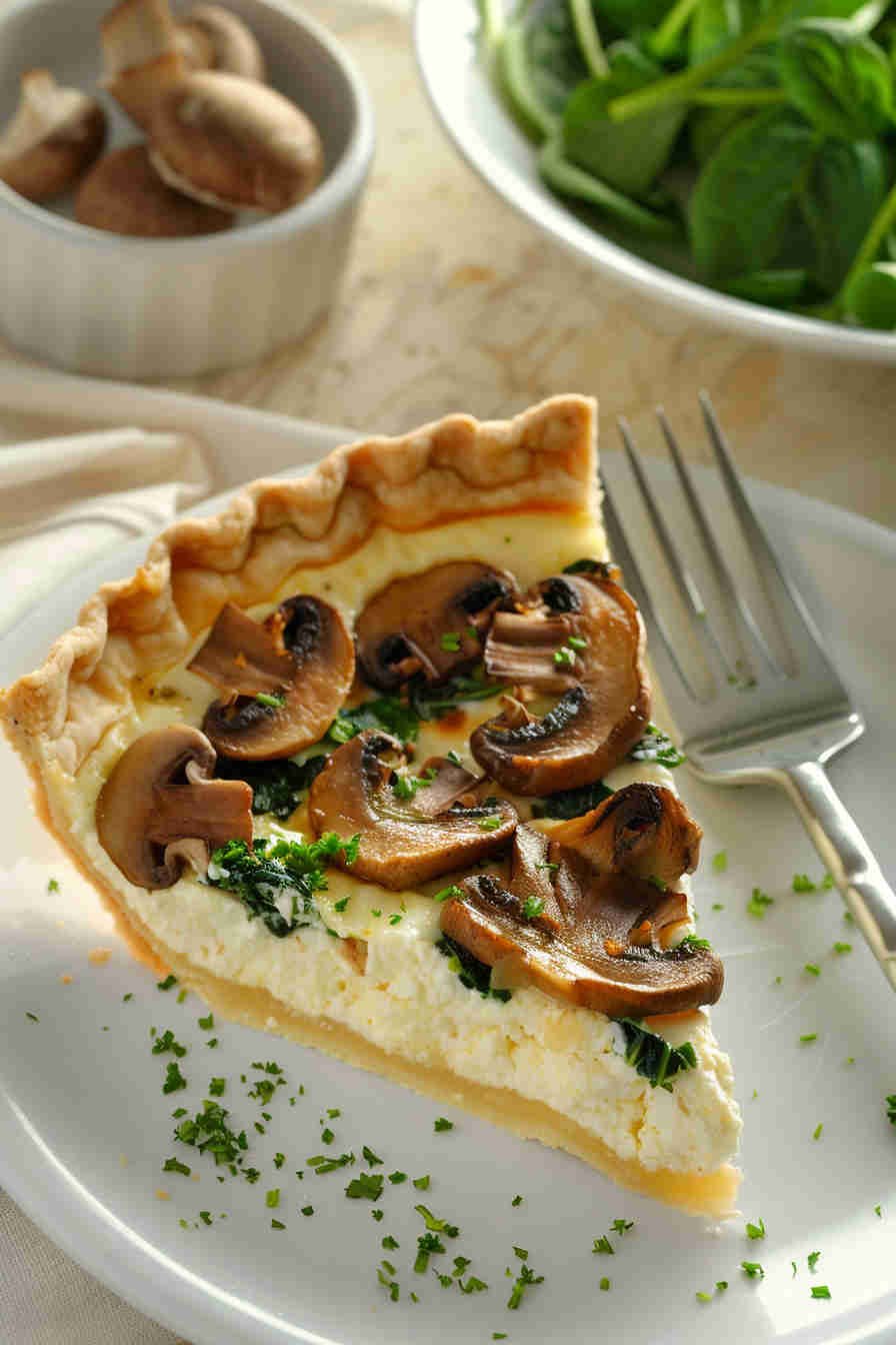 Light Mushroom and Spinach Quiche