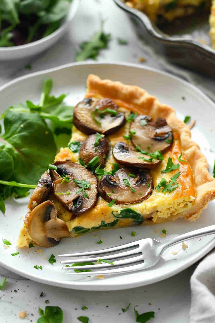 Light Mushroom and Spinach Quiche