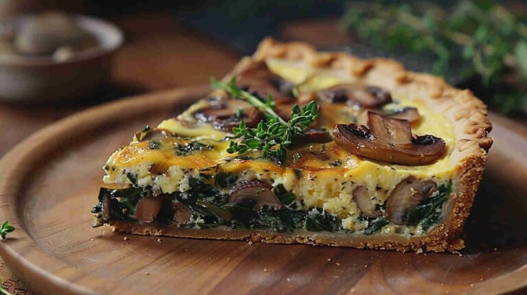 Light Mushroom and Spinach Quiche