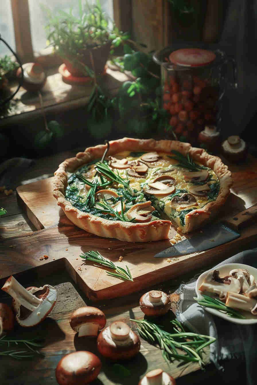 Light Mushroom and Spinach Quiche