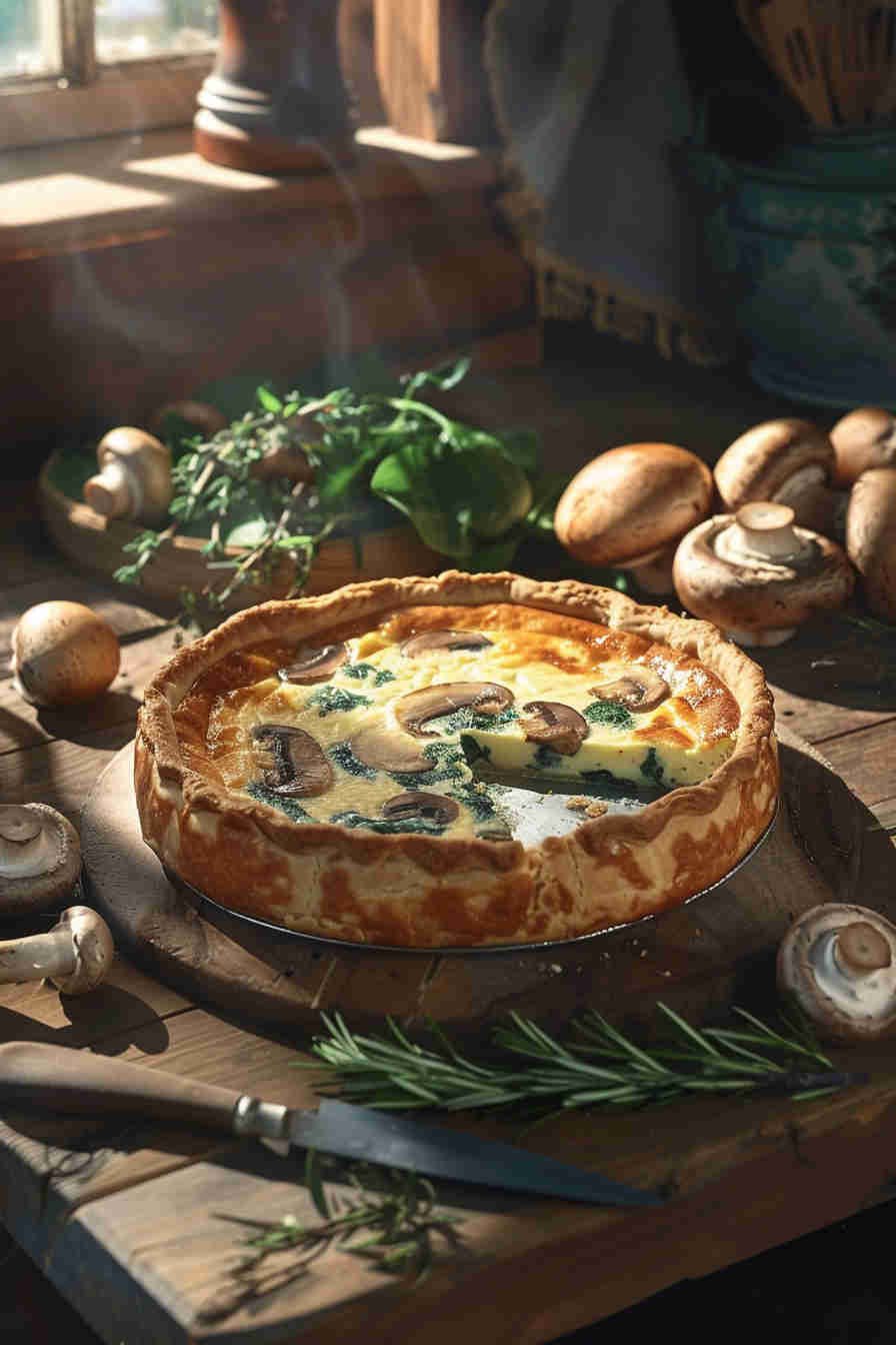 Light Mushroom and Spinach Quiche