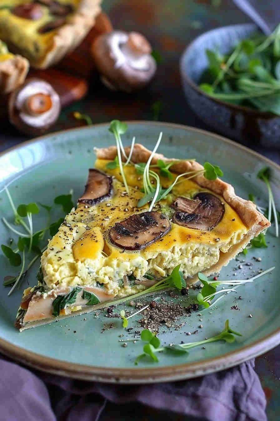 Light Mushroom and Spinach Quiche